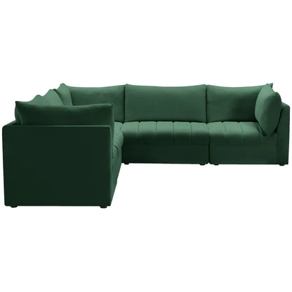 L-Shape Sectional Sofa: 5 - Piece Jacob Velvet Modular Sectional(Green Velvet)