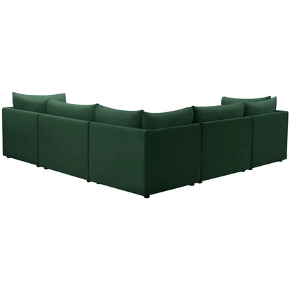 L-Shape Sectional Sofa: 5 - Piece Jacob Velvet Modular Sectional(Green Velvet)