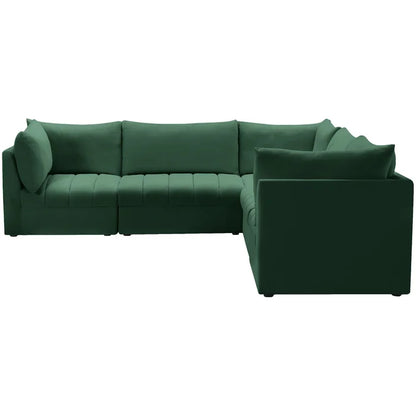 L-Shape Sectional Sofa: 5 - Piece Jacob Velvet Modular Sectional(Green Velvet)