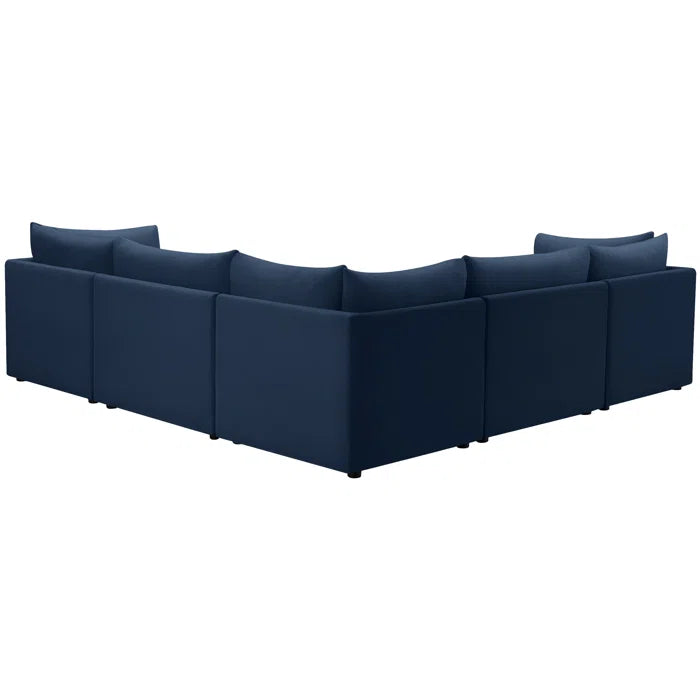 L-Shape Sectional Sofa: 5 - Piece Jacob Velvet Modular Sectional(Navy Velvet)