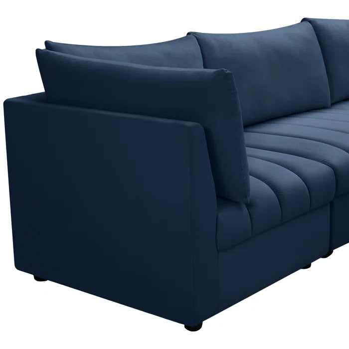 L-Shape Sectional Sofa: 5 - Piece Jacob Velvet Modular Sectional(Navy Velvet)