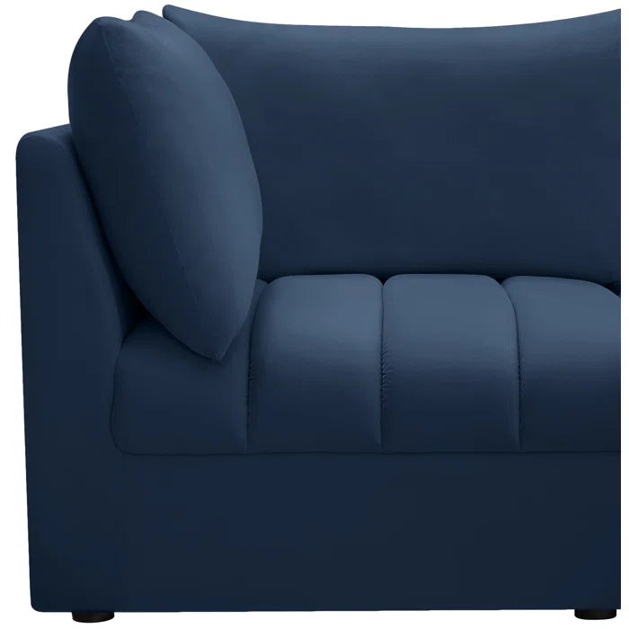 L-Shape Sectional Sofa: 5 - Piece Jacob Velvet Modular Sectional(Navy Velvet)