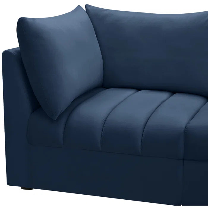 L-Shape Sectional Sofa: 5 - Piece Jacob Velvet Modular Sectional(Navy Velvet)