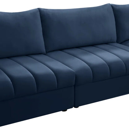 L-Shape Sectional Sofa: 5 - Piece Jacob Velvet Modular Sectional(Navy Velvet)