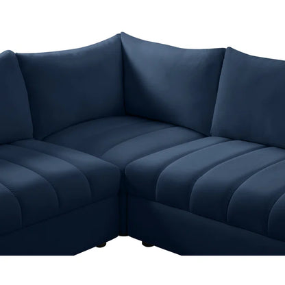 L-Shape Sectional Sofa: 5 - Piece Jacob Velvet Modular Sectional(Navy Velvet)