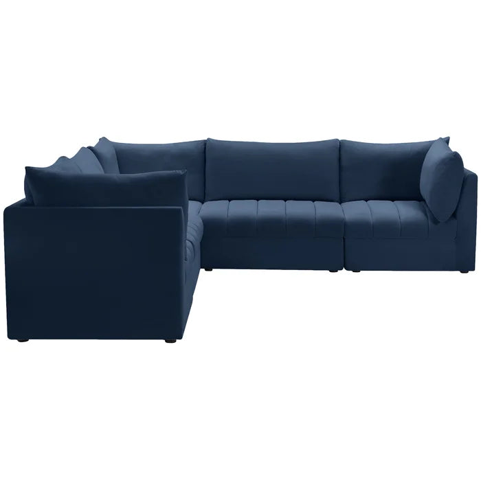 L-Shape Sectional Sofa: 5 - Piece Jacob Velvet Modular Sectional(Navy Velvet)