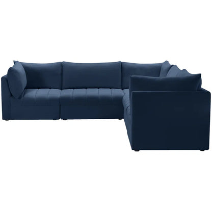 L-Shape Sectional Sofa: 5 - Piece Jacob Velvet Modular Sectional(Navy Velvet)