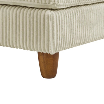 U-Shape Sectional Sofa: 6 - Piece Corduroy Sectional Sofa(Cream Corduroy)