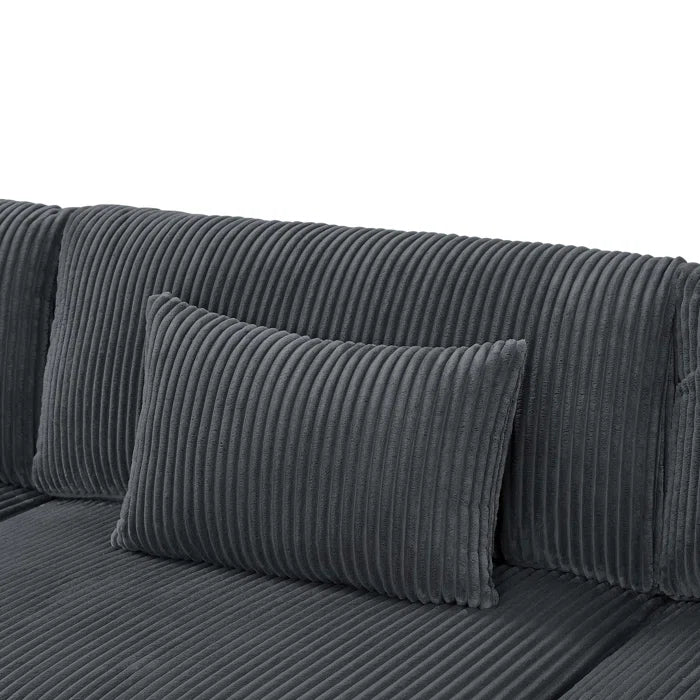 U-Shape Sectional Sofa: 6 - Piece Corduroy Sectional Sofa(Dark Gray Corduroy)