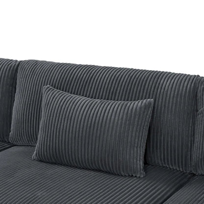 U-Shape Sectional Sofa: 6 - Piece Corduroy Sectional Sofa(Dark Gray Corduroy)