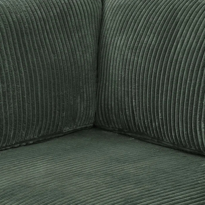 U-Shape Sectional Sofa: 6 - Piece Corduroy Sectional Sofa(Dark Green Corduroy)