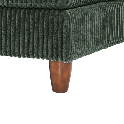 U-Shape Sectional Sofa: 6 - Piece Corduroy Sectional Sofa(Dark Green Corduroy)