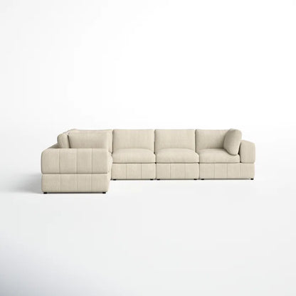 L-Shape Sectional Sofa: 6 - Piece Corduroy Sectional(Beige Corduroy)