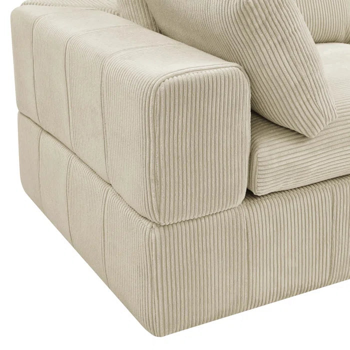 L-Shape and U-Shape Sectional Sofa: 6 - Piece Corduroy Sectional(Beige Corduroy)