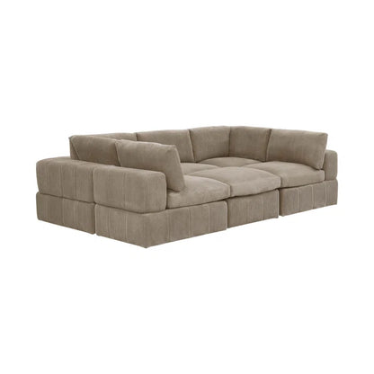 L-Shape and U-Shape Sectional Sofa: 6 - Piece Corduroy Sectional(Camel Corduroy)