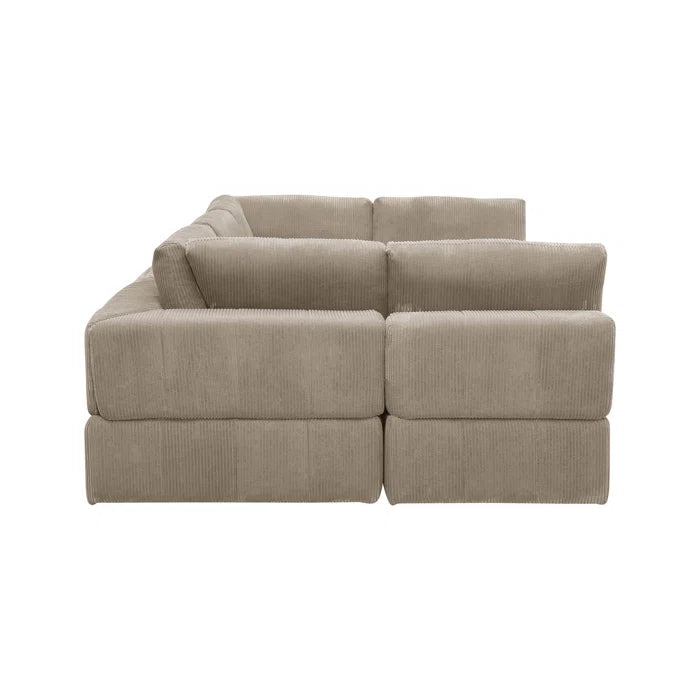 L-Shape and U-Shape Sectional Sofa: 6 - Piece Corduroy Sectional(Camel Corduroy)