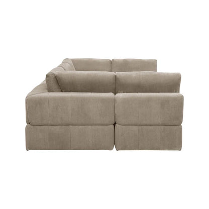 L-Shape and U-Shape Sectional Sofa: 6 - Piece Corduroy Sectional(Camel Corduroy)