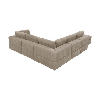 L-Shape and U-Shape Sectional Sofa: 6 - Piece Corduroy Sectional(Camel Corduroy)