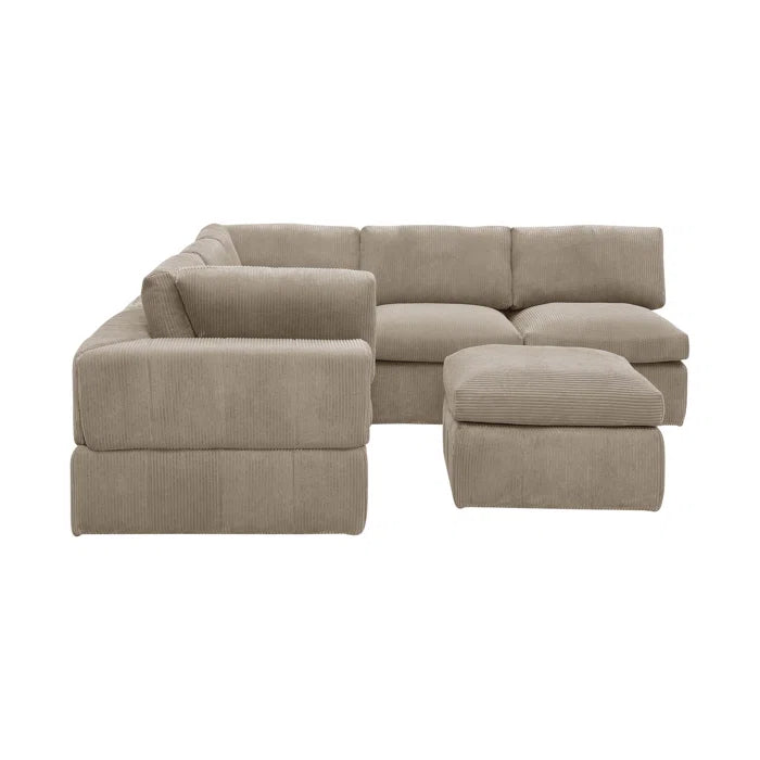 L-Shape and U-Shape Sectional Sofa: 6 - Piece Corduroy Sectional(Camel Corduroy)