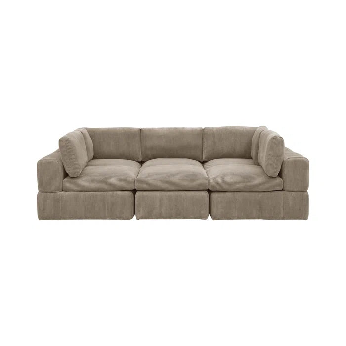 L-Shape and U-Shape Sectional Sofa: 6 - Piece Corduroy Sectional(Camel Corduroy)