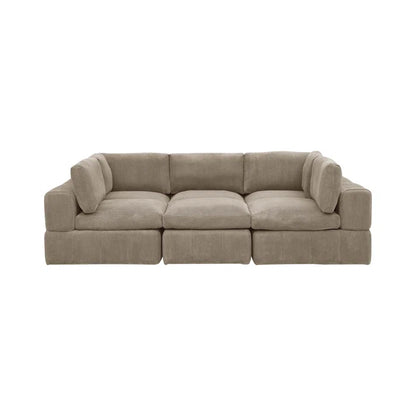 L-Shape and U-Shape Sectional Sofa: 6 - Piece Corduroy Sectional(Camel Corduroy)