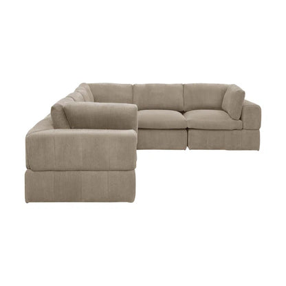 L-Shape Sectional Sofa: 6 - Piece Corduroy Sectional(Camel Corduroy)
