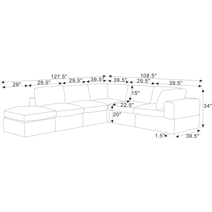 L-Shape and U-Shape Sectional Sofa: 6 - Piece Corduroy Sectional(Camel Corduroy)