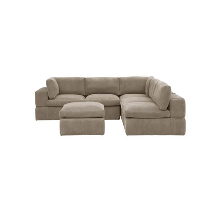 L-Shape and U-Shape Sectional Sofa: 6 - Piece Corduroy Sectional(Camel Corduroy)