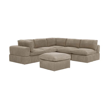 L-Shape and U-Shape Sectional Sofa: 6 - Piece Corduroy Sectional(Camel Corduroy)