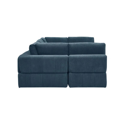 L-Shape and U-Shape Sectional Sofa: 6 - Piece Corduroy Sectional(Dark Blue Corduroy)