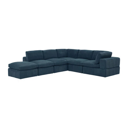 L-Shape and U-Shape Sectional Sofa: 6 - Piece Corduroy Sectional(Dark Blue Corduroy)