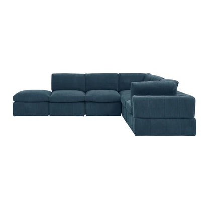 L-Shape and U-Shape Sectional Sofa: 6 - Piece Corduroy Sectional(Dark Blue Corduroy)