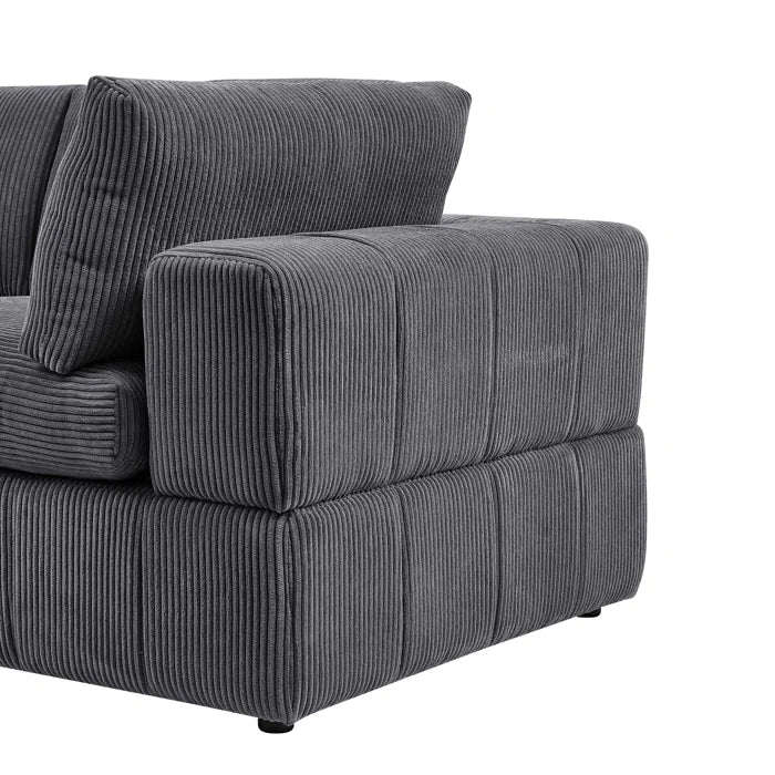 L-Shape and U-Shape Sectional Sofa: 6 - Piece Corduroy Sectional(Dark Gray Corduroy)