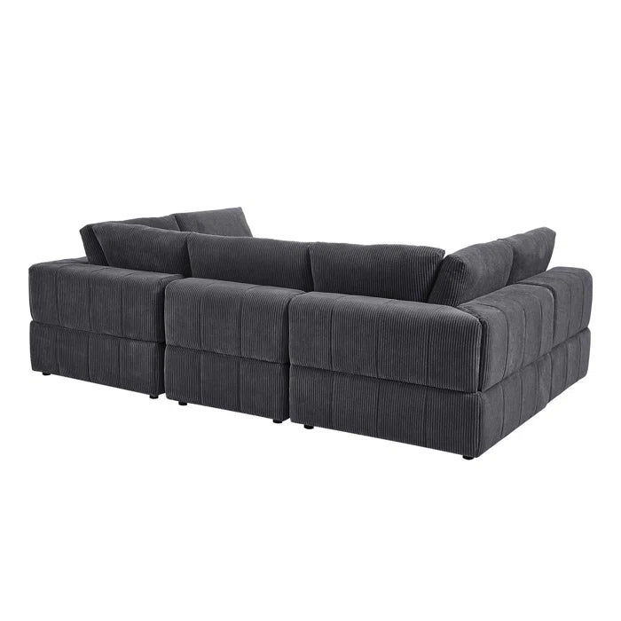 L-Shape and U-Shape Sectional Sofa: 6 - Piece Corduroy Sectional(Dark Gray Corduroy)