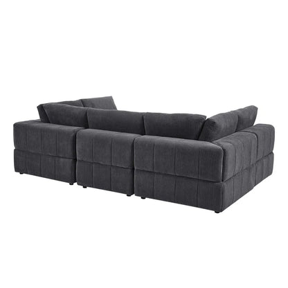 L-Shape and U-Shape Sectional Sofa: 6 - Piece Corduroy Sectional(Dark Gray Corduroy)