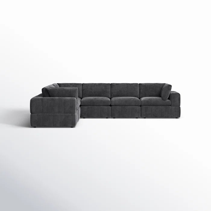 L-Shape Sectional Sofa: 6 - Piece Corduroy Sectional(Dark Gray Corduroy)