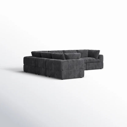 L-Shape Sectional Sofa: 6 - Piece Corduroy Sectional(Dark Gray Corduroy)