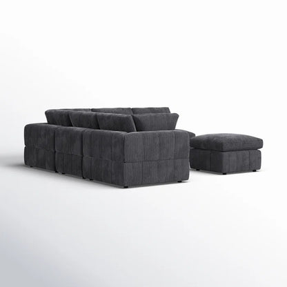 L-Shape and U-Shape Sectional Sofa: 6 - Piece Corduroy Sectional(Dark Gray Corduroy)