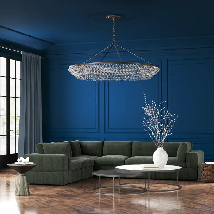 L-Shape Sectional Sofa: 6 - Piece Corduroy Sectional(Dark Green Corduroy)