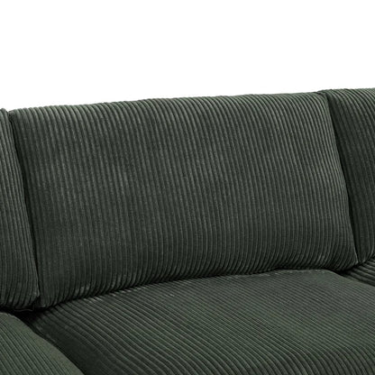 L-Shape and U-Shape Sectional Sofa: 6 - Piece Corduroy Sectional(Dark Green Corduroy)