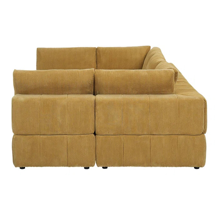 L-Shape and U-Shape Sectional Sofa: 6 - Piece Corduroy Sectional(Ginger Corduroy)