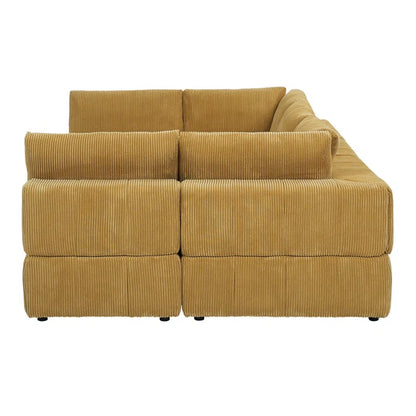 L-Shape and U-Shape Sectional Sofa: 6 - Piece Corduroy Sectional(Ginger Corduroy)