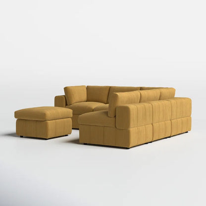 L-Shape and U-Shape Sectional Sofa: 6 - Piece Corduroy Sectional(Ginger Corduroy)