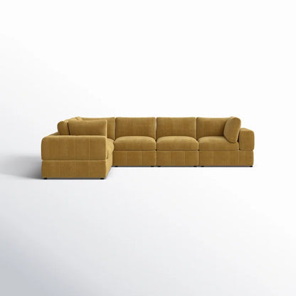 L-Shape Sectional Sofa: 6 - Piece Corduroy Sectional(Ginger Corduroy)