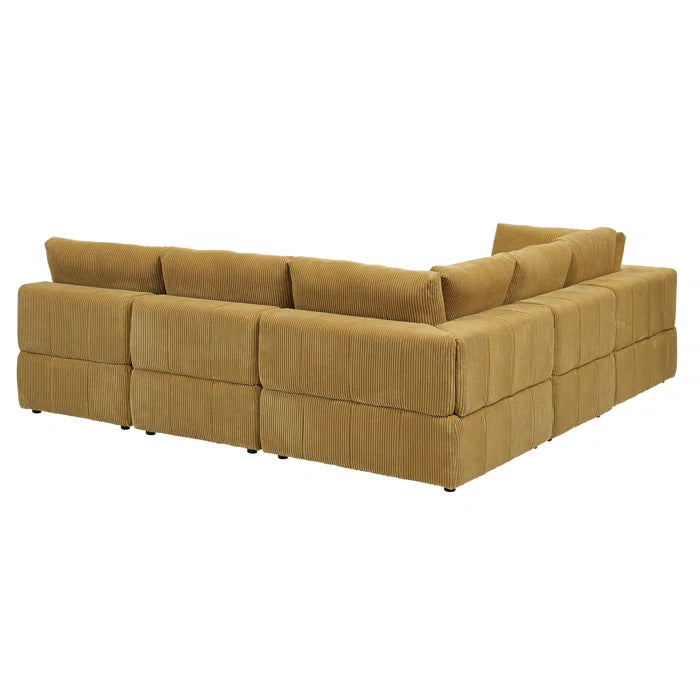 L-Shape and U-Shape Sectional Sofa: 6 - Piece Corduroy Sectional(Ginger Corduroy)
