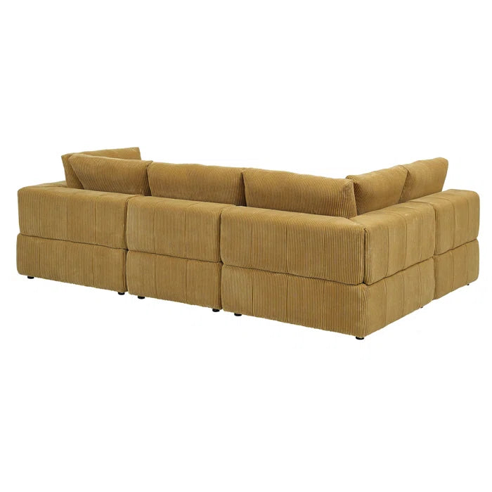 L-Shape and U-Shape Sectional Sofa: 6 - Piece Corduroy Sectional(Ginger Corduroy)