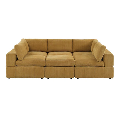 L-Shape and U-Shape Sectional Sofa: 6 - Piece Corduroy Sectional(Ginger Corduroy)