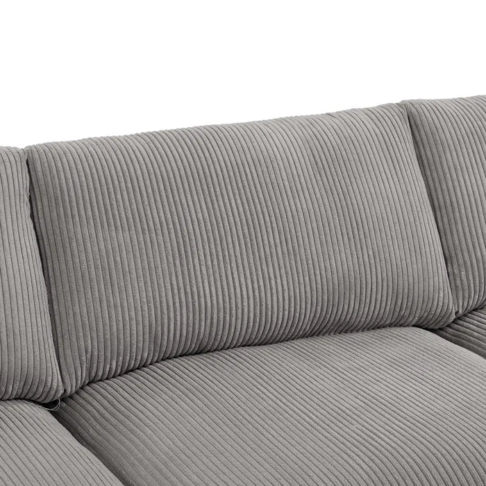 L-Shape Sectional Sofa: 6 - Piece Corduroy Sectional(Light Gray Corduroy)