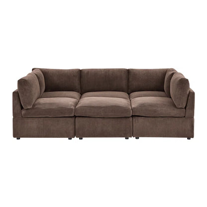 U-Shape Sectional Sofa: 6 - Piece Corduroy Sectional blends modern style with plush comfort(Dark Brown Corduroy)