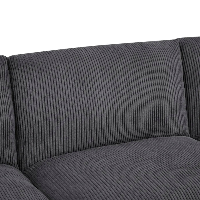 U-Shape Sectional Sofa: 6 - Piece Corduroy Sectional blends modern style with plush comfort(Dark Gray Corduroy)